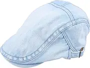 [Holibanna] Classic British Style Cowboy Cap Cotton Newsboy Hat Flat Brim Sunscreen for Men Blue