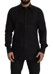 Dolce & Gabbana Sleek Black Tuxedo Dress Shirt - Slim Men's Fit Authentic