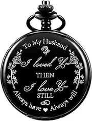 [ManChDa] Mechanical Double Cover Roman Numerals Dial Skeleton Engraved Pocket Watches with Box and Chain Personalized Custom Engraving