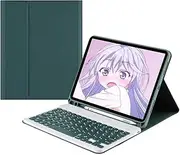 Keyboard Case for iPad 9.7 inch, Cover for iPad Air 1 2 Pro 5th 6th 2018 2017 Generation, Lightweight Slim Wireless Cover with Detachable Bluetooth Keyboard for iPad 9.7 inch (Dark Green)