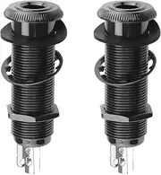 ECSiNG 2Pcs 6.35mm Stereo Barrel Jack Socket with 4 Pin Guitar Bass 1/4" Barrel Jack Cylinder Input Output Jacks Guitar Accessories Copper Black