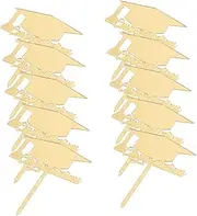Parliky 10Pcs Graduation Cap Cupcake Toppers Bright Graduation Decor for Cakes Desserts Party Celebrations Festivities