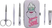 DISNEY VILLAINS Ursula Manicure Set - 5 Nail Accessories - Cuticle Cutter, File, Tweezers, Nail Clippers, Nail Scissors and Decorated Storage Box