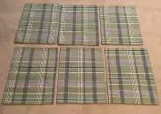 MARTHA STEWART 2002 COTTON REVERSIBLE PLACEMATS Set Of 6 Granny Smith Plaid NWT