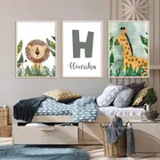 [Namly Design] Posters - Lion and Giraffe / Personalised / Set of 3