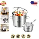 Induction-Compatible Tri-Ply 7QT Stock Pot with Steamer - Dishwasher Safe
