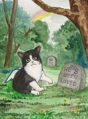 1.5x2 DOLLHOUSE MINIATURE PRINT OF PAINTING RYTA 1:12 SCALE TUXEDO CAT KITTEN