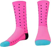 1 Pair Compression Socks for Women and Men, Bike Bicycle Cycling Breathable Socks Ankle Compression Running Sock for Sport(Pink)