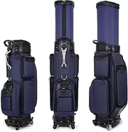 Golf Bag, Golf Bag for Men, Multi-Function Waterproof Golf Bag with 4 Wheels & Brake, 6-Way Divider