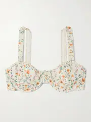 [Agua by Agua Bendita] Agua by Agua Bendita - Argaz Chinesis Ruffled Floral-print Recycled Bikini Top - White - medium medium White