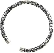 [Tbkoly] Fashion Silver Sterling Cuff Bangle Chain Bracelets,Ladies 925 Silver Bracelet Vintage Adjustable Cuff Bangle Hand Carve Amulet Chinese Bracelets