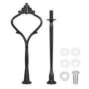 1 Set Cake Tray Stand Handle Plate Hardware Fitting, 2-Tiers Crown Black