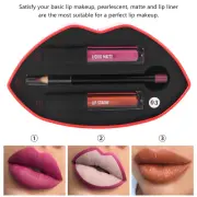 2+1 Lipstick Set Long Lasting Portable Prevent Fading Matte Pearl Lip Liner ESP