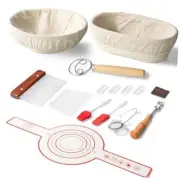 Banneton Bread Proofing Basket Set,9" Round & 10" Oval Bread Basket with 28