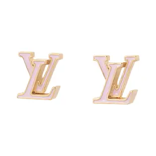 LV LV ICONIC LOGO 金屬及琺瑯針式耳環(粉色) M01136