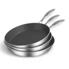SOGA 3X Stainless Steel Fry Pan Frying Pan Induction FryPan Non Stick Interior S