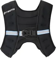 TREXO Training Vest with Weights 5|8|10kg Steel Balls Fill Universal Size Reflective Straps Weights Running Strength Training Black