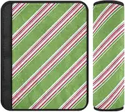 Lovely Line Green Peach White 2 Pack Shoulder Strap Padding, Stop seat Belt Cutting into Neck, Seatbelt Cover for SUV SUV Van 10x7.7 in forro para cinturon de seguridad
