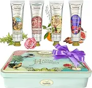 Deluxe 4 Hand Creams Beauty Gift Set, Shea Butter, Argan Oil, Aloe Vera Perfume Verbena, Rose, Lily of the Valley, Almond Nourishing,Hydrating, Paraben Free, Made in France, 4x25ml for Valentines
