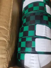 PRESCO Flagging Tape, Coarse Matte, Green/Black checkered, Box of 12 rolls