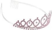 Healvian Crown with Rhinestone Comb Gold Tiara for Women Gold Rhinestones Woman Headdress Bride Crown Headdress Woman Crown Headdress Wedding Bride Tiara Headdress Gold Decor Pink Alloy