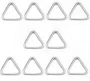 JY-MARINE Stainless Steel 316 Triangle Ring Buckle Welded V-Shaped Ring 1/8" x 1 3/8" (3mm x 35mm) Marine Grade for Strap Craft DIY,10 Pcs, Silver