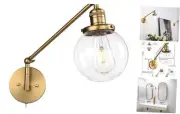 Industrial Wall Sconce Swing Arm Wall Lamp Plug in Sconce with 5.9" Glass