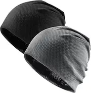 Trodalo 2 Pack Cooling Skull Caps for Men Women - Sweat Wicking Stretchy Cycling Caps, Sports Running Hats, Helmet Liner