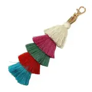 Ivory, Purple, Green, Red, Blue, Cascading Tassels Bag Charm