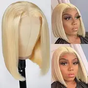 Blonde Bob wig 13x4 front lace wig (Golden, 12 inches)