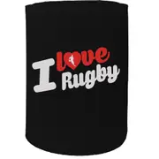 Alcohol Stubby Holder - I Love Rugby - Funny Novelty Birthday Gift Joke Beer Can Bottle Coolie