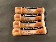 ~ 4 Tubes Sealed New Chapstick Clover Honey .15 Oz ~