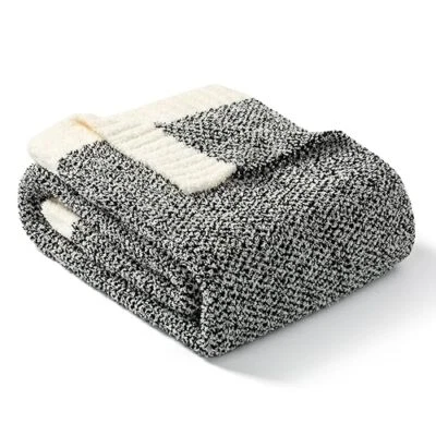 Throw Blanket for Couch, Reversible Throw Throw(50"x 60") Heather Black