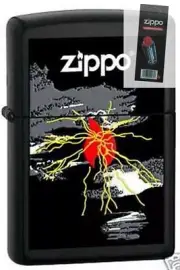 Zippo 4494 lightning & flame DISCONTINUED Lighter + FLINT PACK