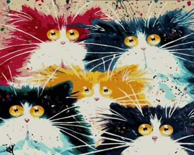 DIY Paint by Numbers Acrylic Kit Colorful Cats 16"x20" Komking Painting Canvas