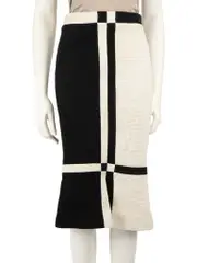 12C Black & White Tweed Midi Skirt
