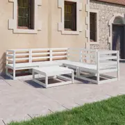 6 Piece Garden Lounge Set White Solid Pinewood vidaXL