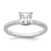 14k White Gold 1/6 Ct. Lab Grown Diamond VS/SI+ G+ Princess 3/4 Ct. center Engagement Ring