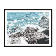 Crashing Framed Printed Wall Art - Black