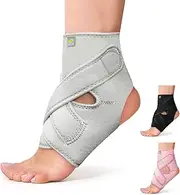 BRACOO Ankle Support Brace, with Adjustable Straps for Achilles Tendonitis, Ligament Damage, Sprains, Sports Injury, Recovery, Pain Relief, FS10, Gray, L/XL