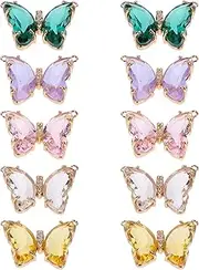 [IWOWHERO] Elegant Diy Jewelry Charms: 10pcs Metal Butterfly Pendants Crystal for Diy Decorations