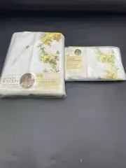 Vtg NEW FRENCH BOUQUET PERMA PREST SZ:FULL Flat Sheet & 2 Standard Pillows Cases