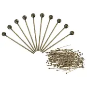 100Pcs Bronze Ball Head Pins 50mm Wire Head Pins Brass 24 Gauge