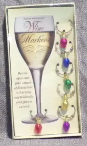 Boston Warehouse Christmas Light Bulb Wine glass Marker NIP