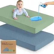 2-Pack Protect+ Waterproof Crib Mattress Protector (Quin, Lagoon)