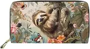 [Mumeson] Hipster Patterned Women Long Wallet Clutch Purse Zip PU Leather Card Holder, Cute Sloth