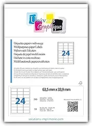 10 Sheets of DIN A4 with 24 Labels (63.5 x 33.9 mm) = 240 Printable Labels, Permanent Adhesive, matt White. Compatible with All Standard Printing Systems and Software Programs (Code L7159)