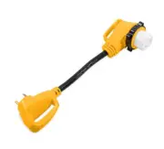 Power Grip 18" 90-Degree Locking Dogbone Adapter - 30 Amp Male / 50 Amp Female