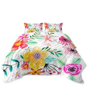 Lovely Modest Painting Colorful Flowers Coverlet