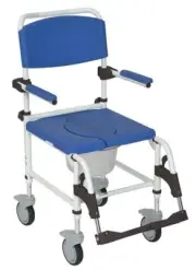 Drive Medical Aluminum Rehab Shower Commode Chair with Four Rear-Locking Casters